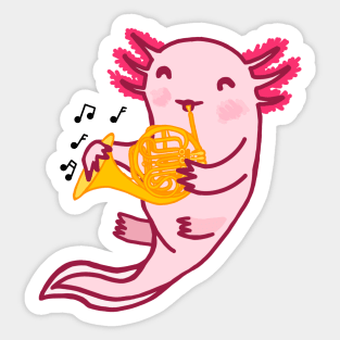 French Horn Axolotl Sticker